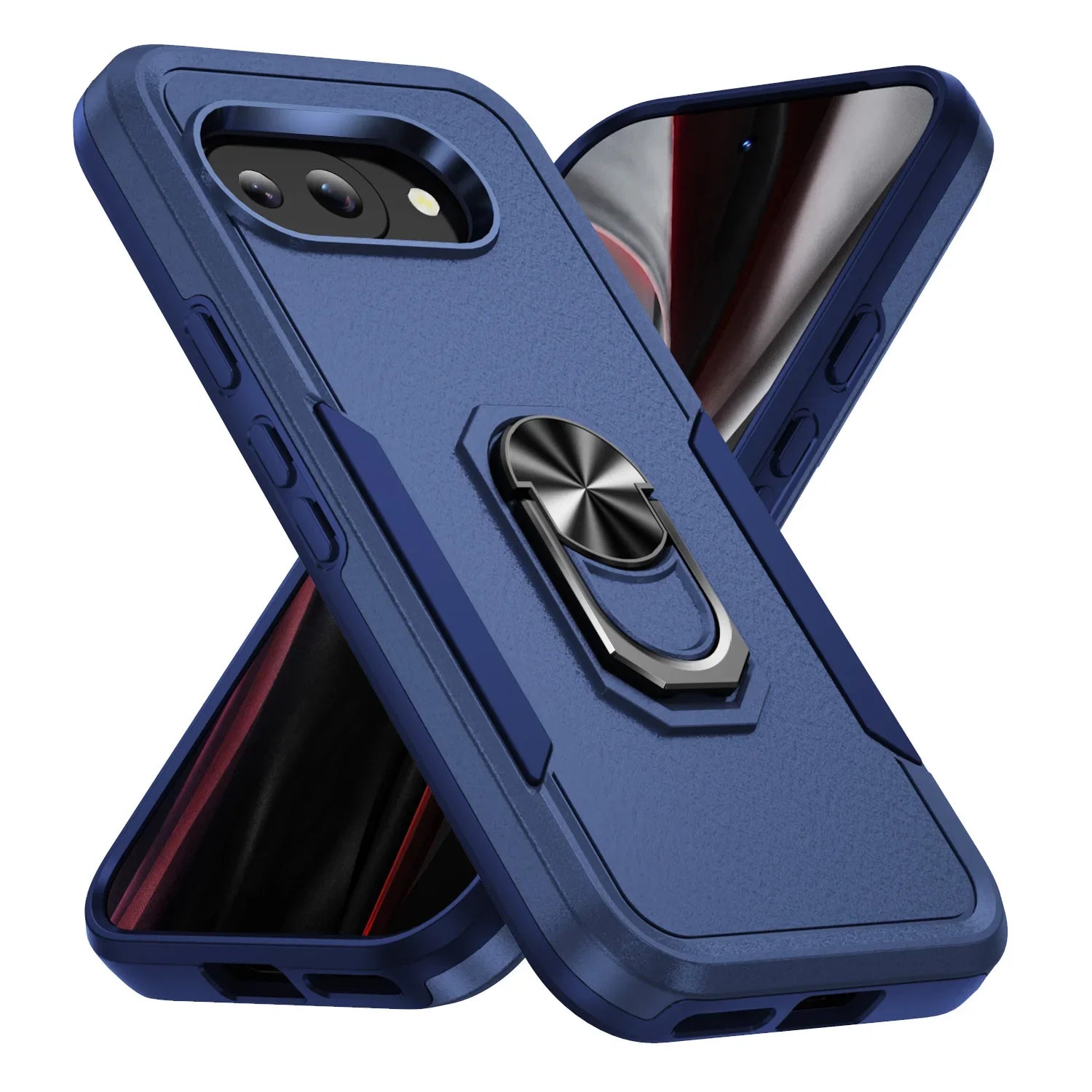 Google Pixel 9A Armor Shockproof Case with Metal Ring Holder