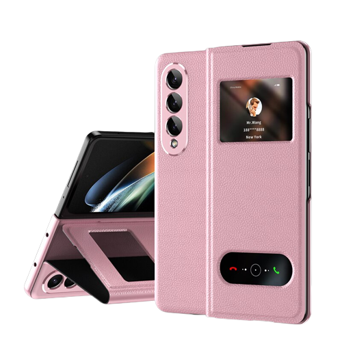 Nappa Stripe and Lychee Pattern Case for Samsung Galaxy Z Fold 4