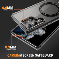 Ultra-Thin Clear Shockproof Case with Magnetic Metal Button Cover for Samsung Galaxy S24 Series