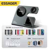 Essager 3-in-1 15W Magnetic Wireless Desktop Charger – Fast, Convenient Charging