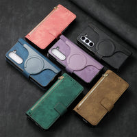 2-in-1 Magnetic Zipper Wallet Leather Case for Samsung Galaxy Z Fold 5