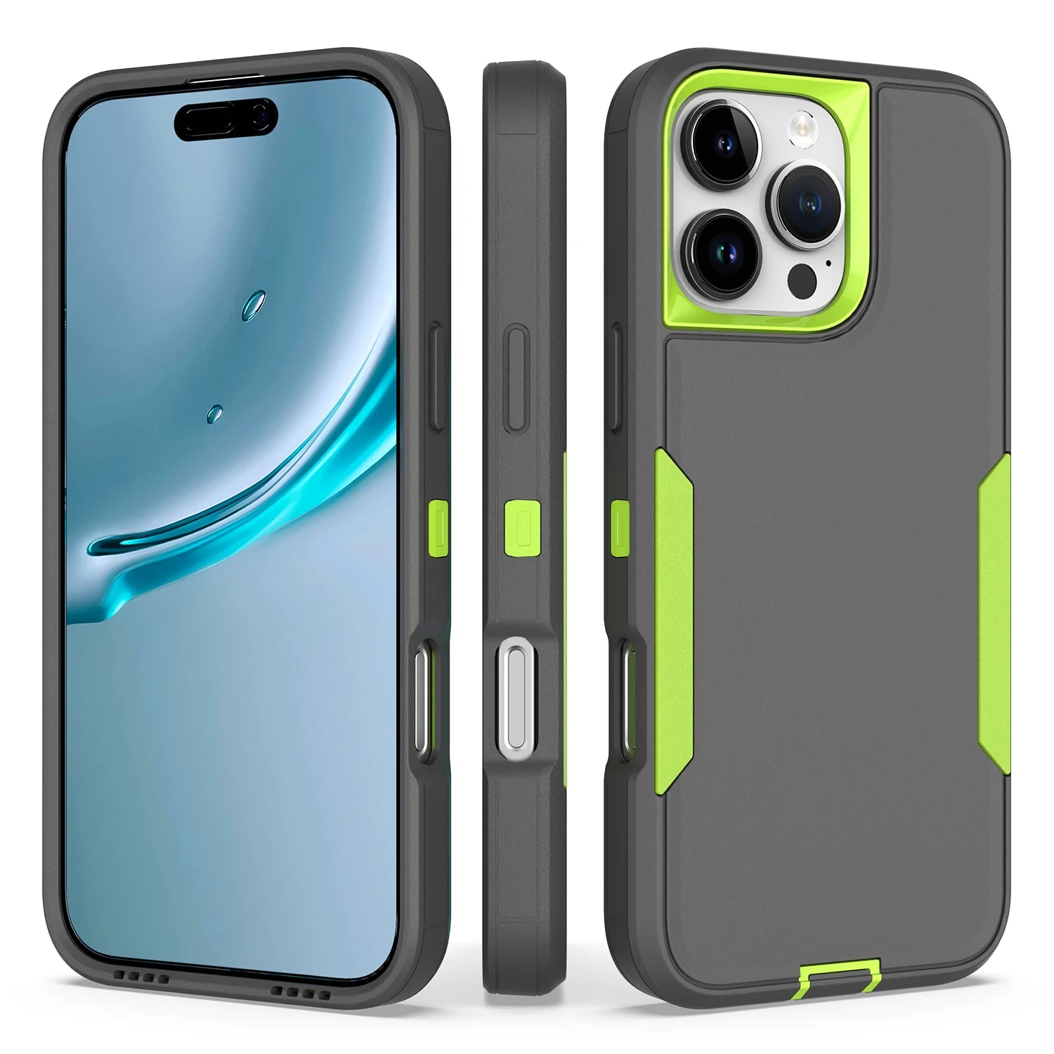 2-in-1 Shockproof Armor Case with TPU Frame and Plastic Back for iPhone 16 Series