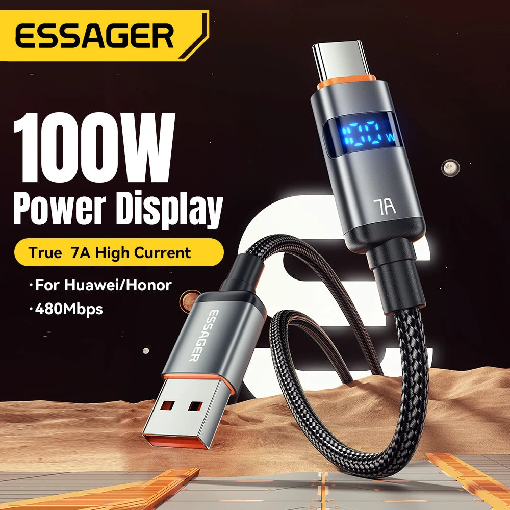 Essager 100W 7A USB Type-C Cable – High-Speed Charging & Data Transfer