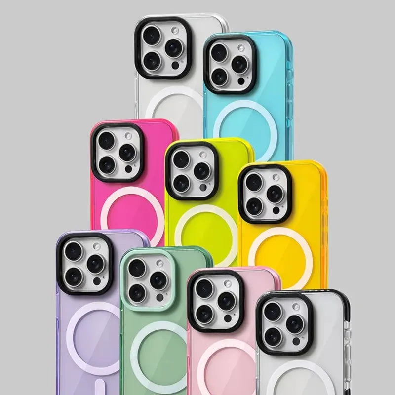 Vivid Neon Soft Silicone MagSafe Case for iPhone 15 Series