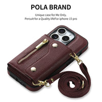 Crossbody Lanyard Leather Case with Card Slots for iPhone 15 Series