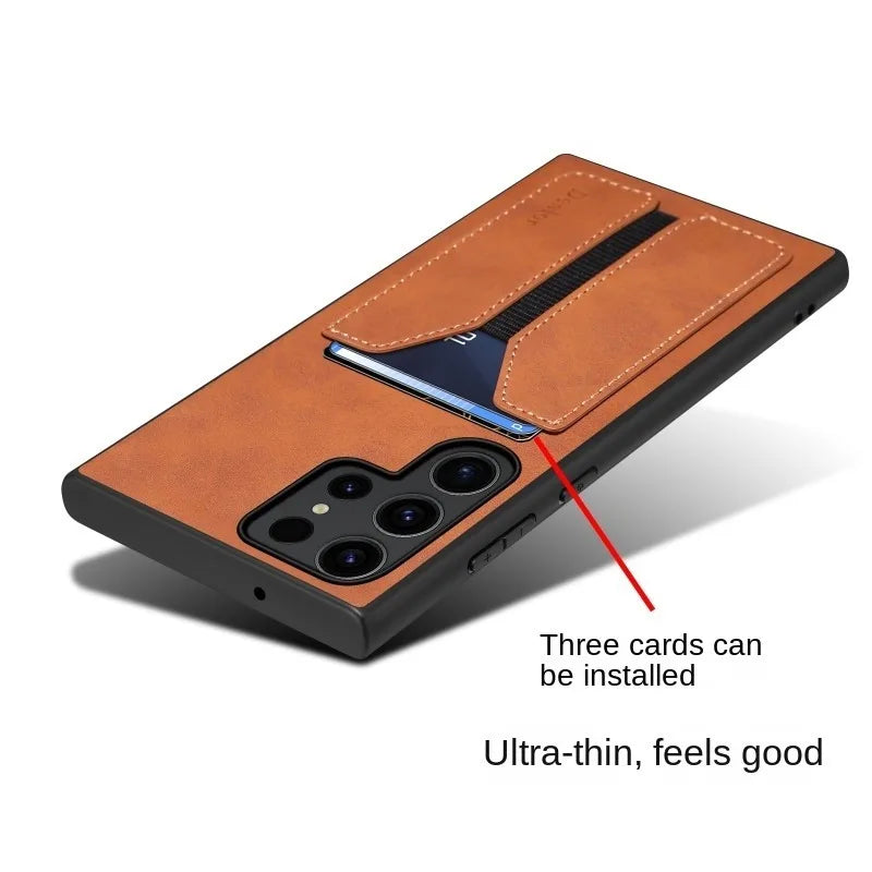 Leather Wallet Phone Case with Card Holder for Samsung Galaxy S23 Series