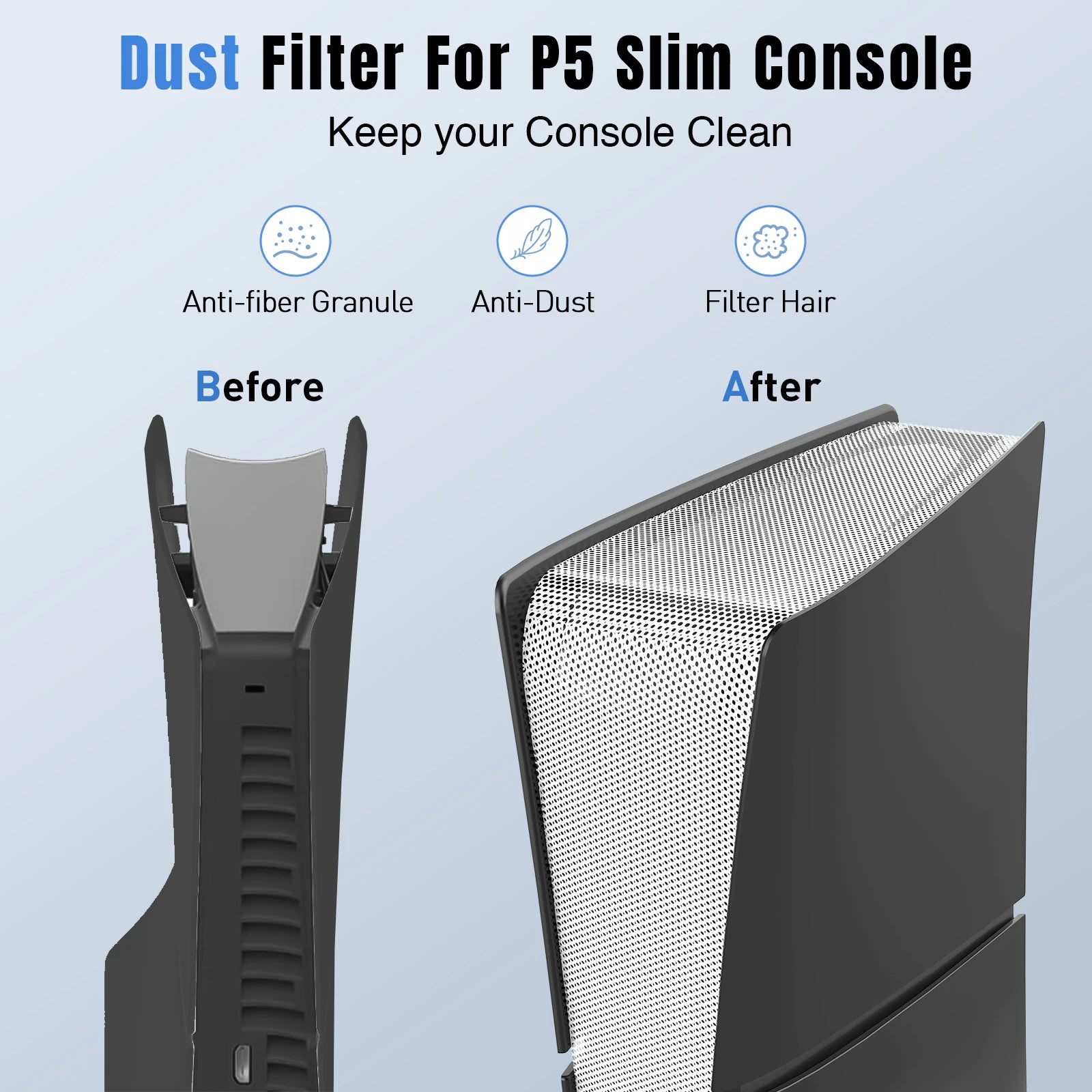 PlayStation 5 Slim Dust Cover Net with Heatsink Barrier - Protect and Cool