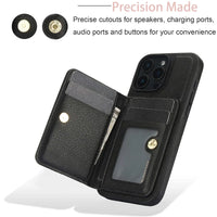 iPhone 15 Series Shockproof Wallet Case with Card Slot and Stand