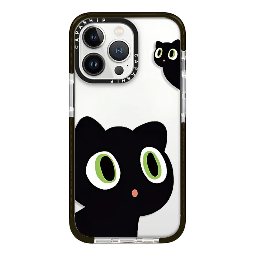 Fashion Cartoon Black Cat Soft TPU Shockproof Case for iPhone 16 Series