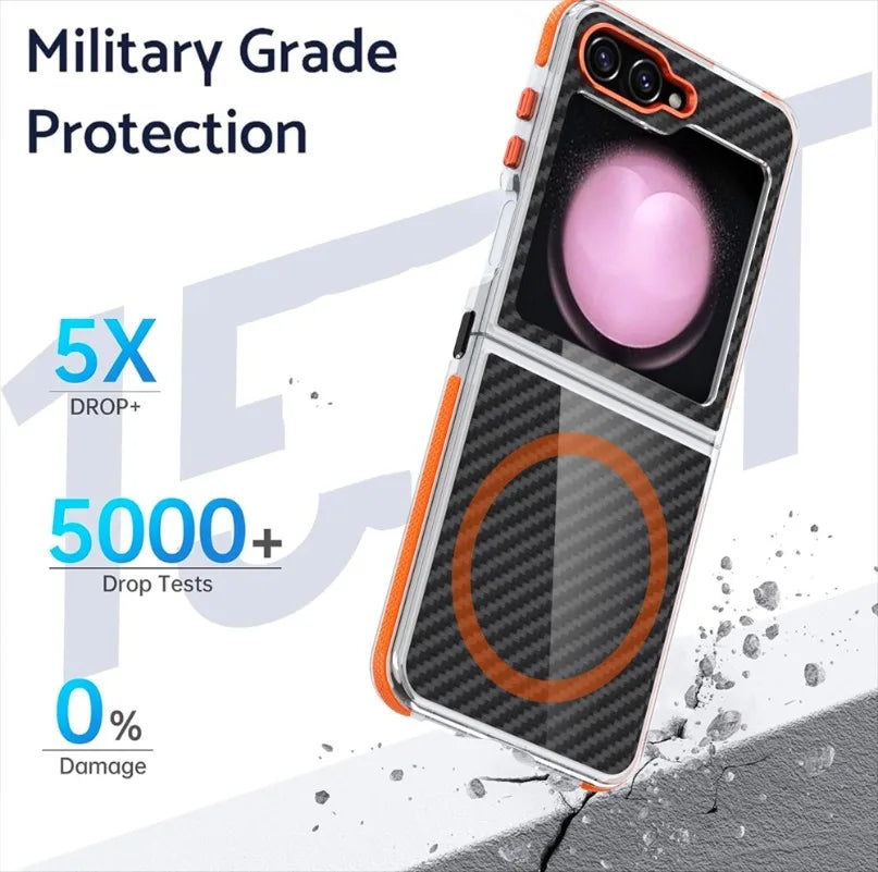 Carbon Fiber Magnetic Case for Samsung Galaxy Z Flip 6 with Military Grade Protection