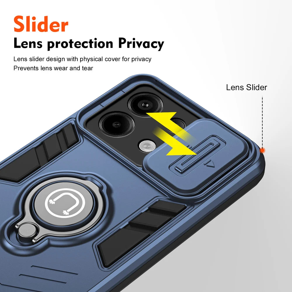 Shockproof Case with Slide Camera Protection Ring for Xiaomi Redmi Note 13 Series