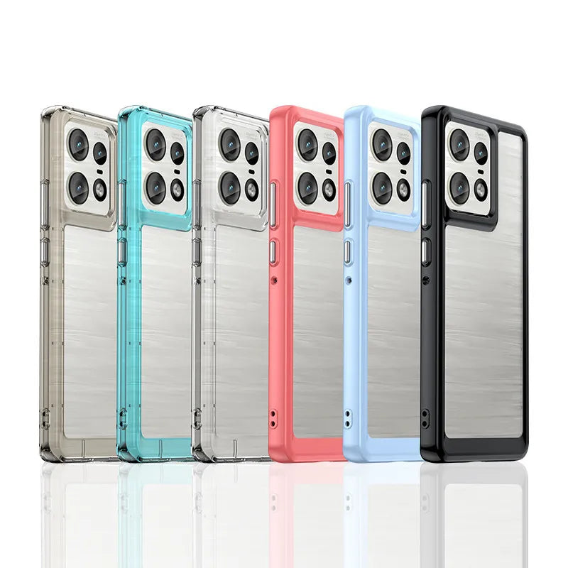 Colorful Soft Edge Silicone Transparent Bumper Case for Motorola Edge 50 Pro