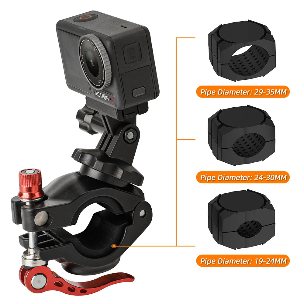 Bike Mount with 1/4" Screw Handlebar Holder for Action Cameras