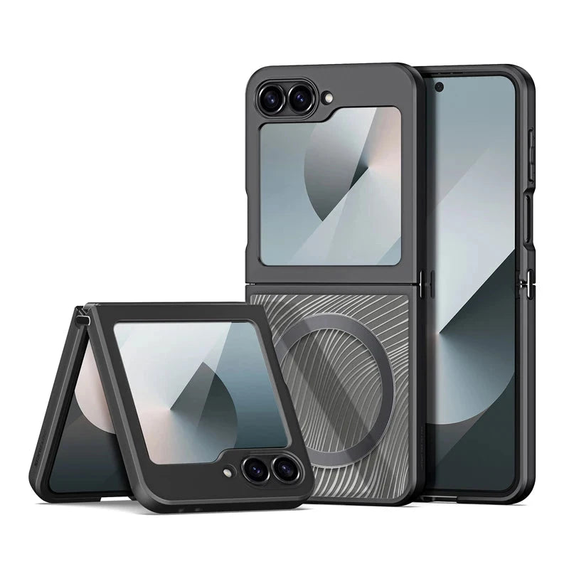 Magnetic PC+TPU Matte Anti-Fingerprint Case with Flowing Line Design for Samsung Galaxy Z Flip 6 - Sleek & Protective