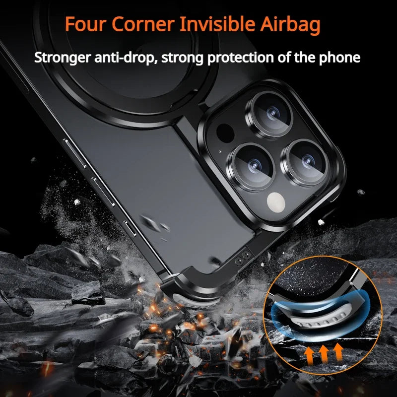 iPhone 15 Series Frameless Design Phone Case with Hidden Phone Holder