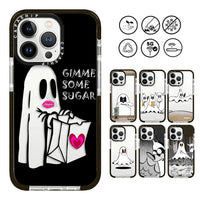 Little Black and White Ghost Soft TPU Shockproof Back Case for iPhone 15 Series