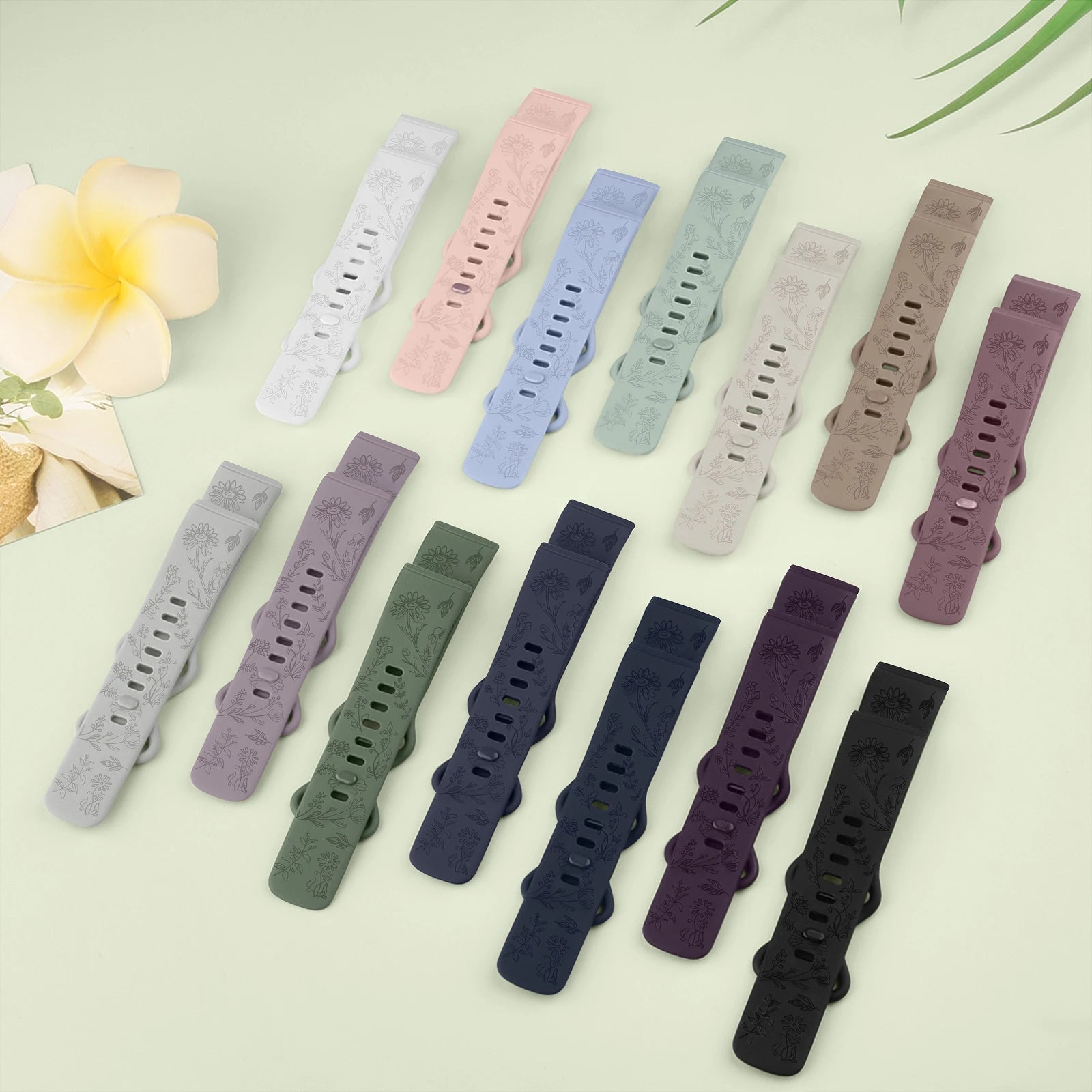 Flower Engraved Silicone Band for Fitbit Versa 4