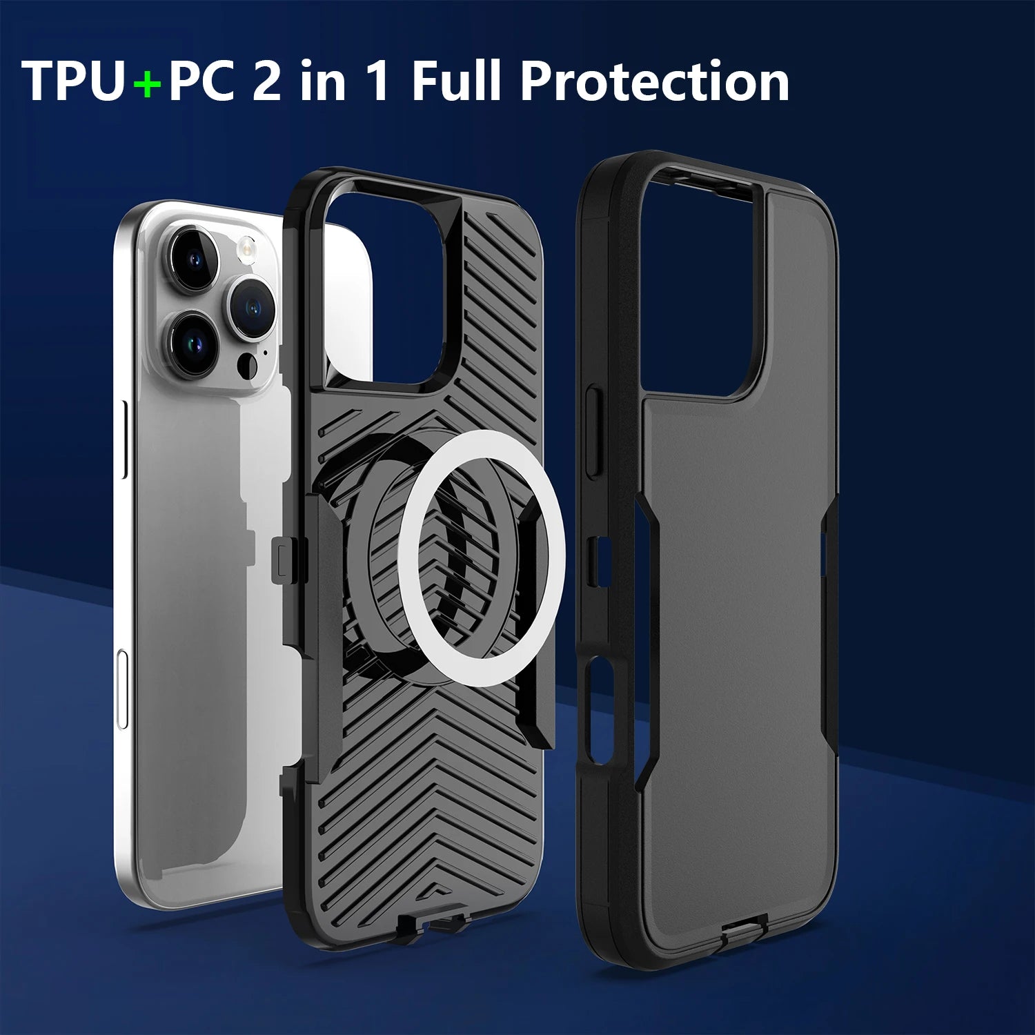 2-in-1 Shockproof Armor Case with TPU Frame and Plastic Back for iPhone 16 Series