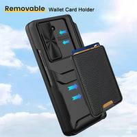 Hard Matte PC Leather Wallet Card Bag Cover Case with Hinge Protective S Pen Holder and Glass Film for Samsung Galaxy Z Fold 5