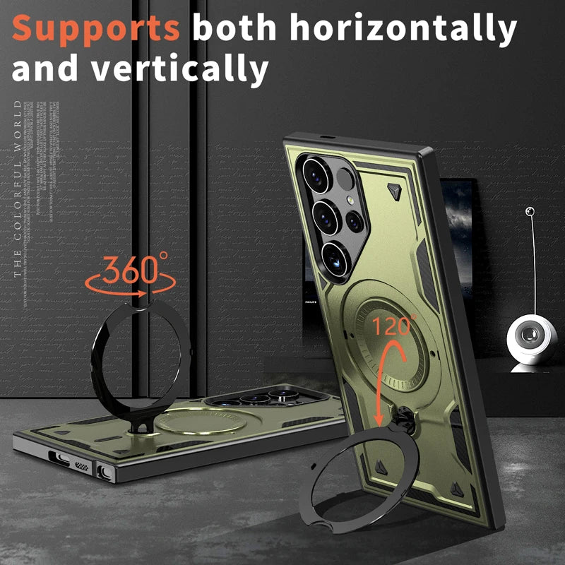 Military Grade Drop-Proof Case with 360° Adjustable Ring Stand for Samsung Galaxy S24 Series