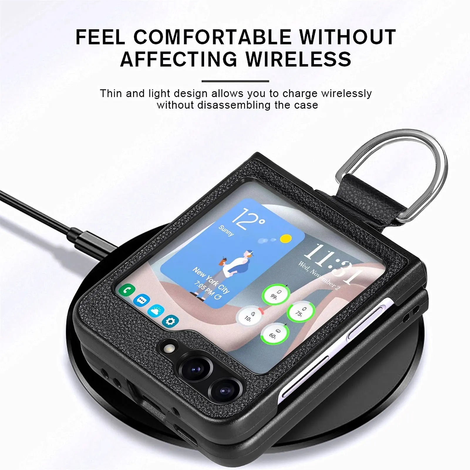 Luxury Leather Finger Ring Case for Samsung Galaxy Z Flip 6