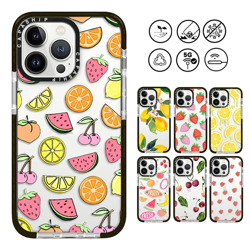 Full Screen Summer Fruit Party Soft TPU Shockproof Back Case for iPhone 15 Series