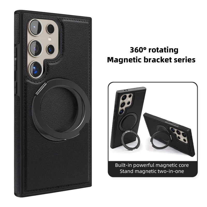 Leather 360° Rotating Magnetic Phone Case for Samsung Galaxy S23 Series