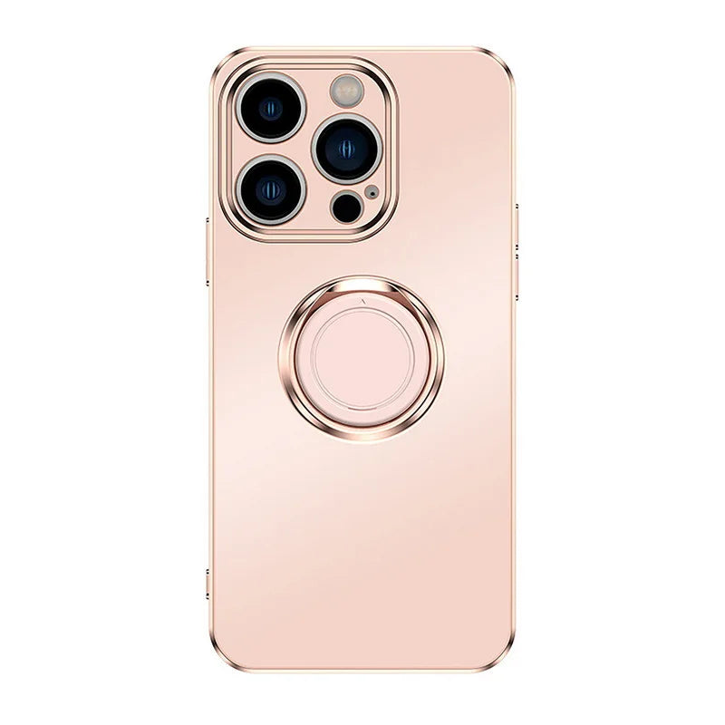 Luxury Electroplated Ring Holder Magnetic Matte Shockproof Phone Case for iPhone 15 Series