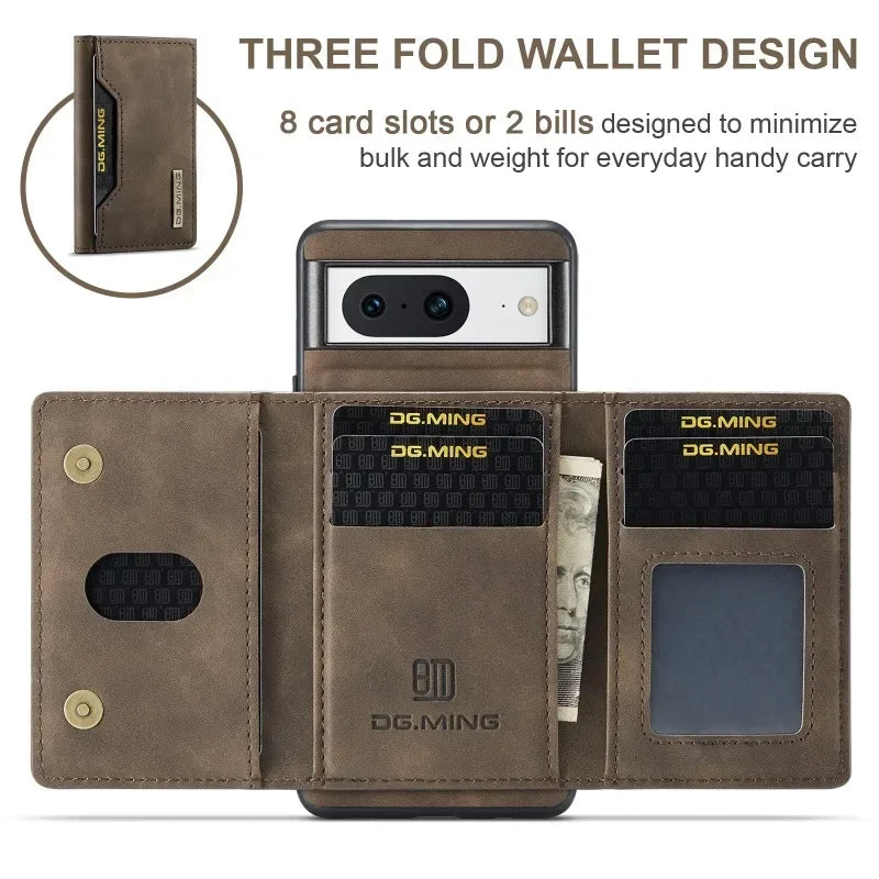 2-in-1 Detachable Back Wallet with Card Holder Leather Phone Case for Google Pixel 8 Series
