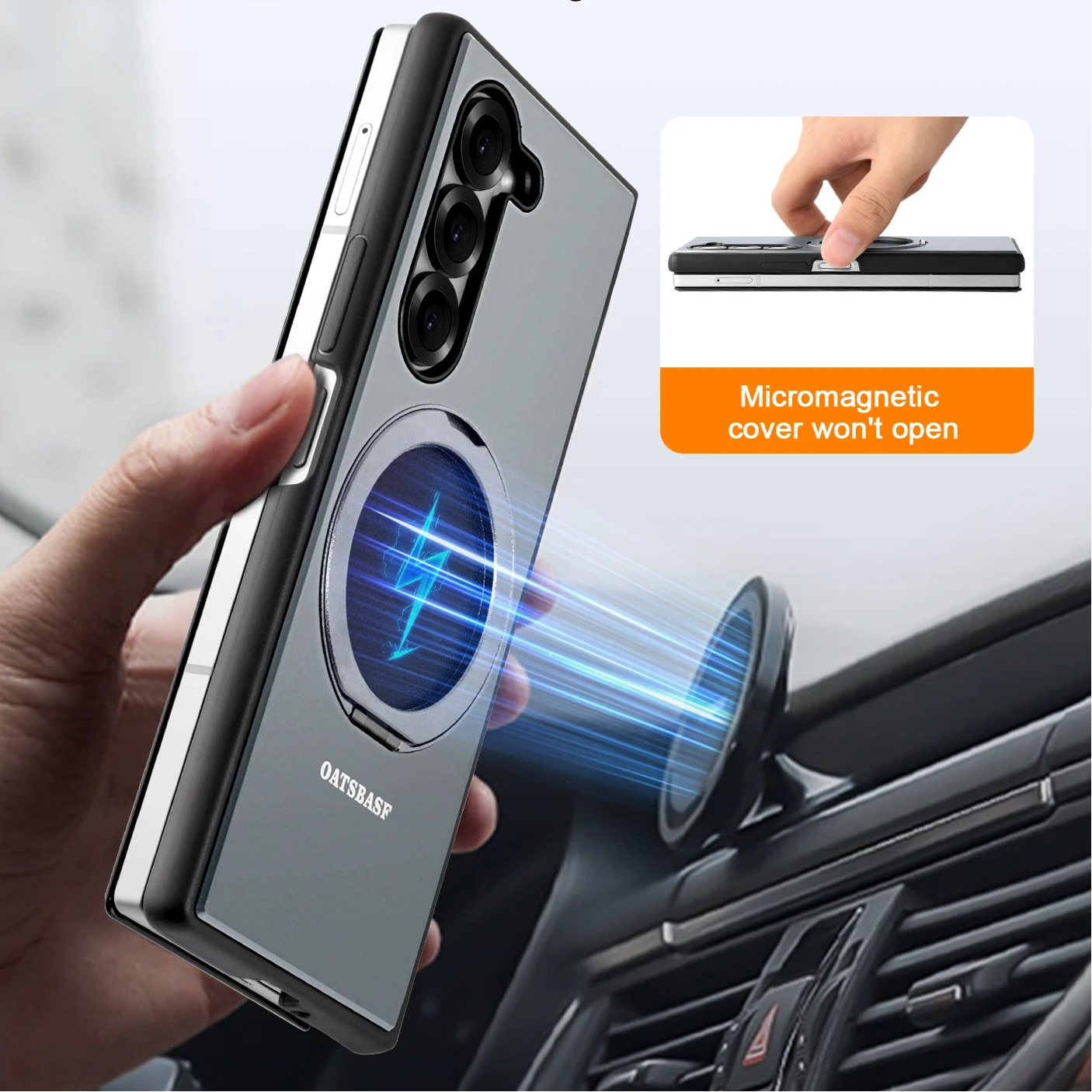 Full Coverage Protective Magnetic Case with 360° Rotation & Kickstand for Samsung Galaxy Z Fold 5