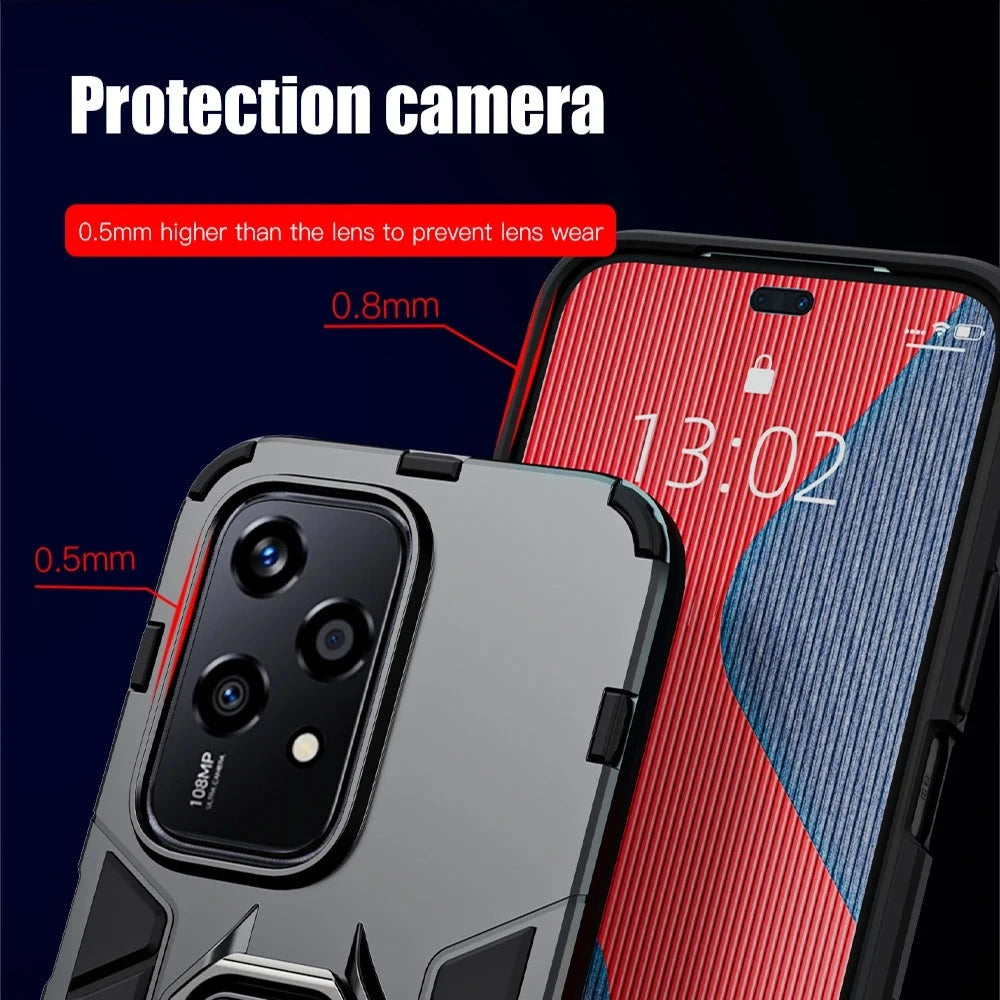 Shockproof Armor Case with Metal Ring Stand for Honor 200 Lite