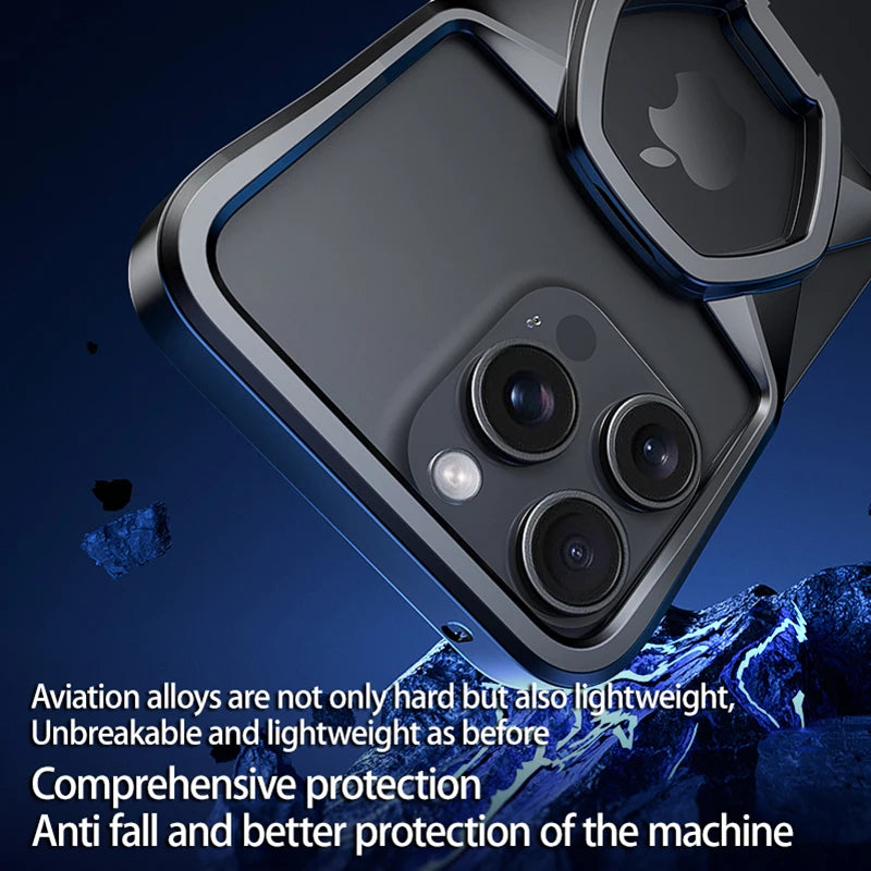 Heavy Armor Hexagon Hollow Aluminium Metal Case for iPhone 15 Series