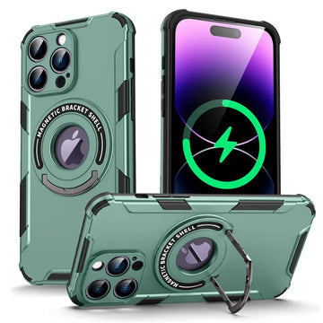 Luxury Variable Stand Magnetic Armor Phone Case for iPhone 15 Series