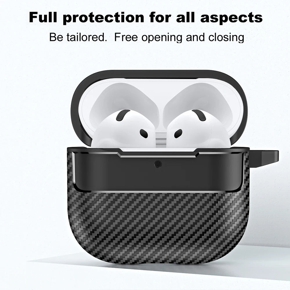 Shockproof Soft TPU Silicone Case with Carbon Fiber Texture for Apple AirPods 4