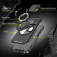 Rotating Stand Lens Push Window Magnetic Phone Case for iPhone 15 Series – Versatile Protection and Convenience