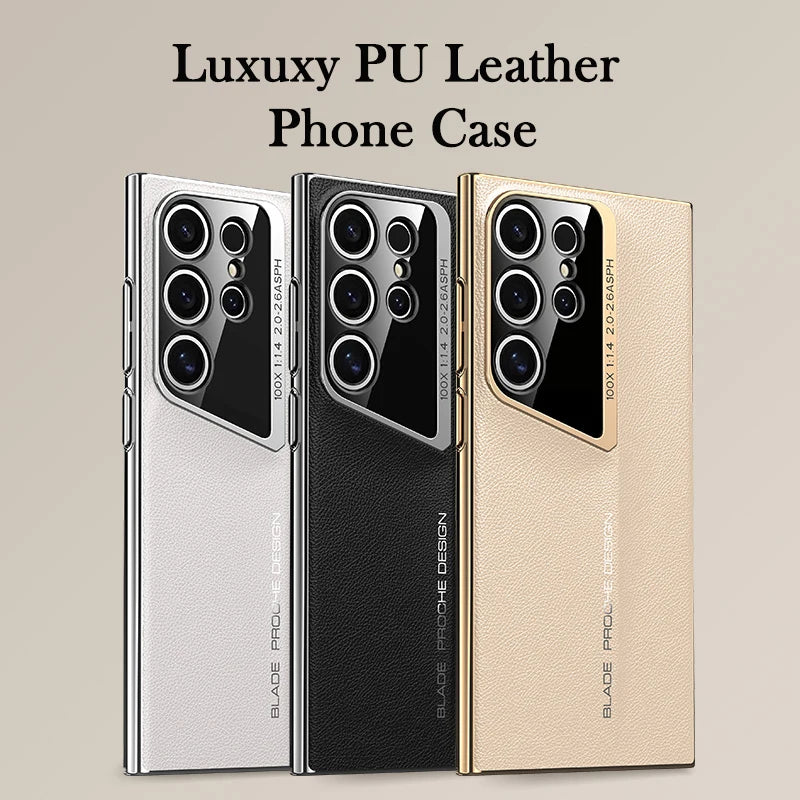 Luxury PU Leather & Hard PC Shockproof Case for Samsung Galaxy S24 Ultra