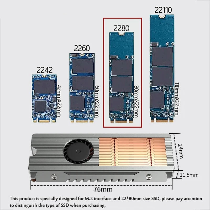 TEUCER M.2 NVMe Radiator 2280 SSD Air Cooled Heat Sink