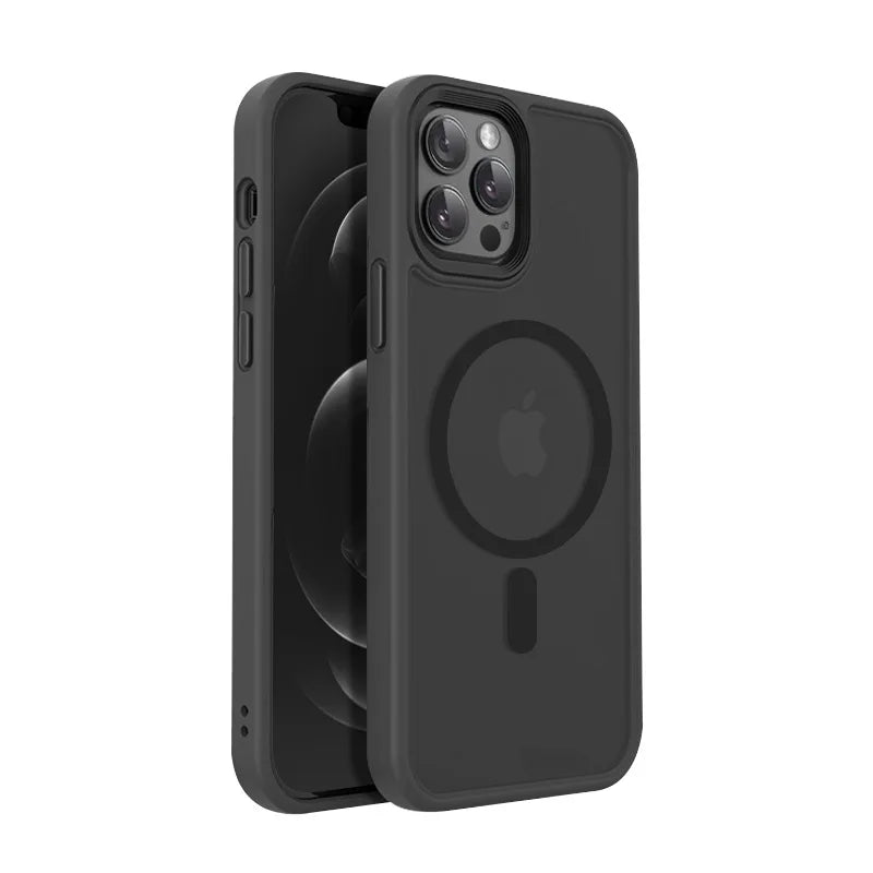 Shockproof Matte Magnetic iPhone 14 Series Case with MagSafe Compatibility and Wireless Charging Support