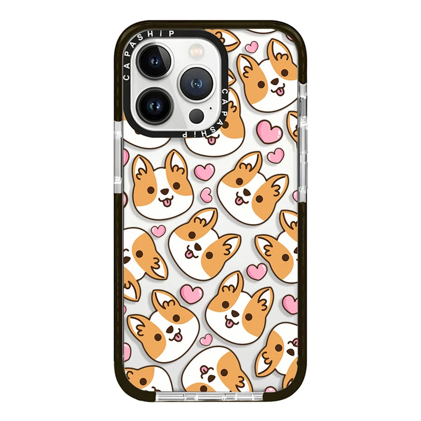 Cute Cartoon Corgi Dessert Soft TPU Shockproof Case for iPhone 16 Series