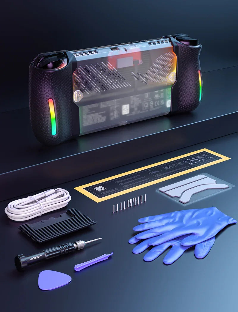 RGB Transparent Back Plate with Silicone Grip and Cooling Module for Asus ROG Ally X