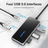 Vention 4 Ports USB Type C to USB 3.0 Splitter Adapter