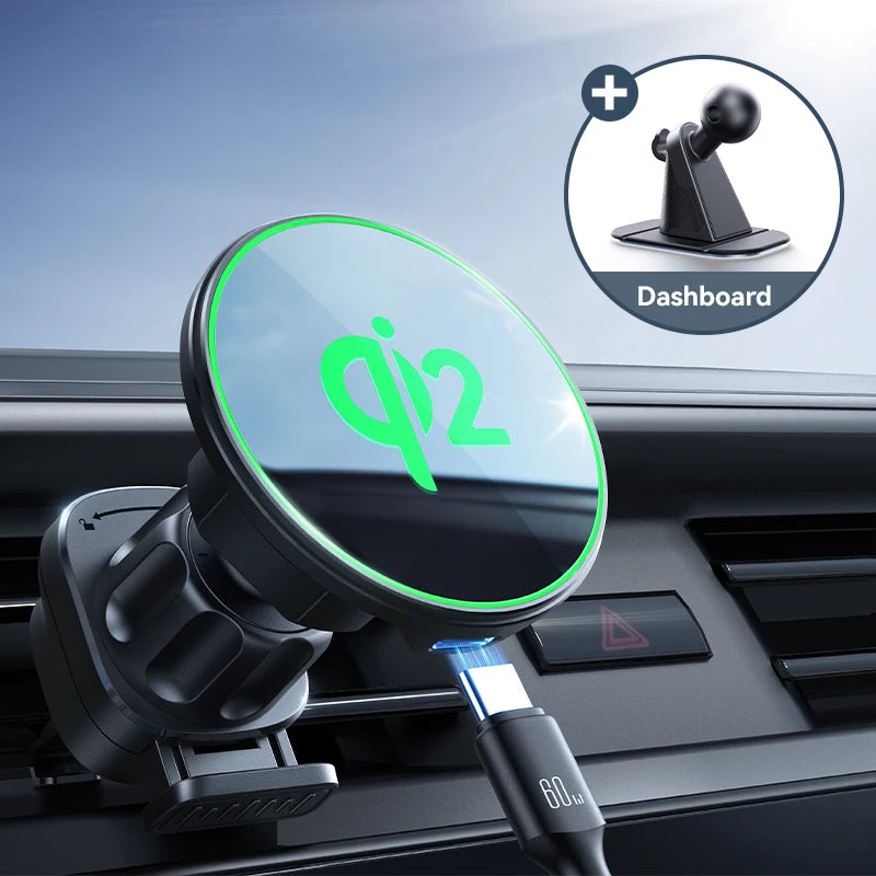 Joyroom Qi2 15W Magnetic Wireless Car Charger for Air Vent and Dashboard Mount