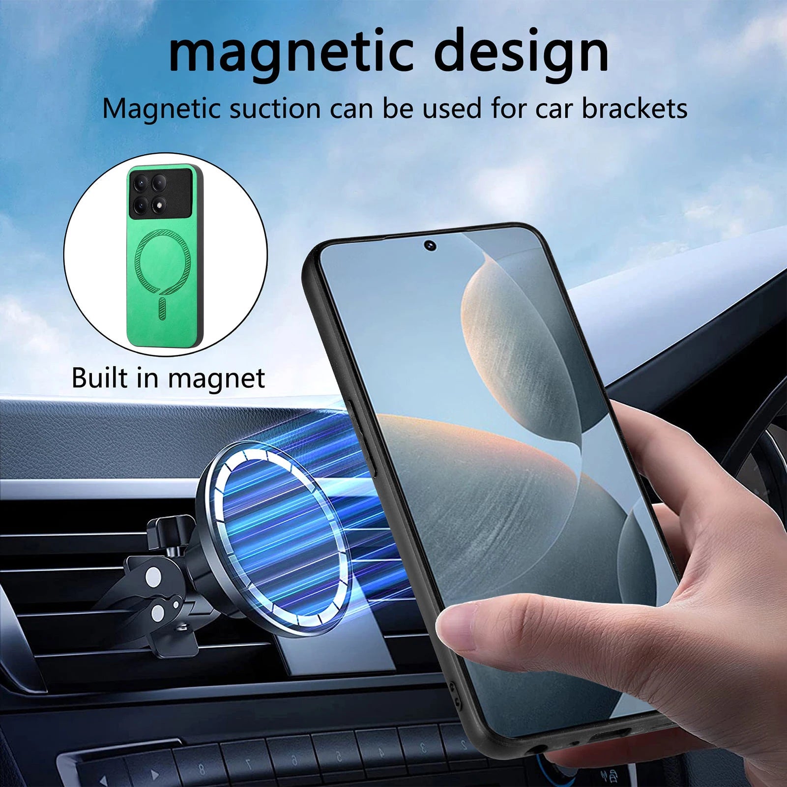 Magnetic Leather Case for Xiaomi Redmi Note 13 Series