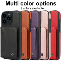 iPhone 16 Series Shockproof Wallet Case with Card Slot and Stand