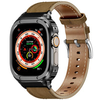 Luxury Metal Case and Leather Strap for Apple Watch