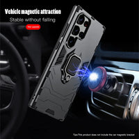 Silicone+PC Ring Stand Shockproof Armor Case for Samsung Galaxy S24 Series