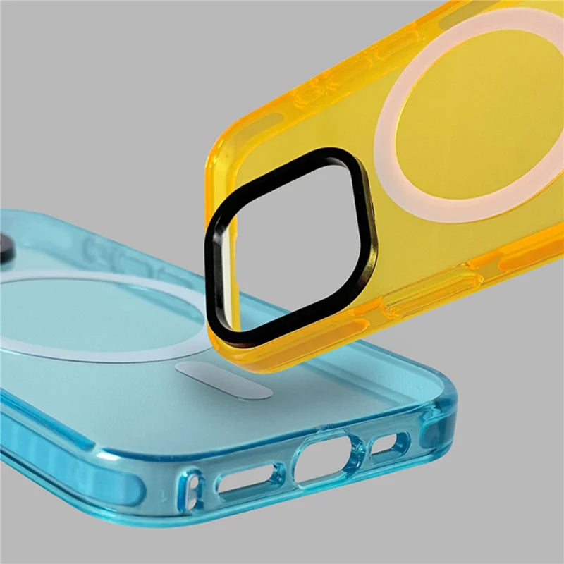 Neon Clear Shockproof MagSafe Case for iPhone 15 Series