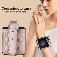 Elegant Leather Wrist Strap Phone Case for Samsung Galaxy Z Flip 6