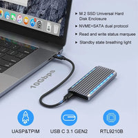 MOSHOU RGB Aluminum M.2 to USB NVMe SATA SSD Enclosure Reader