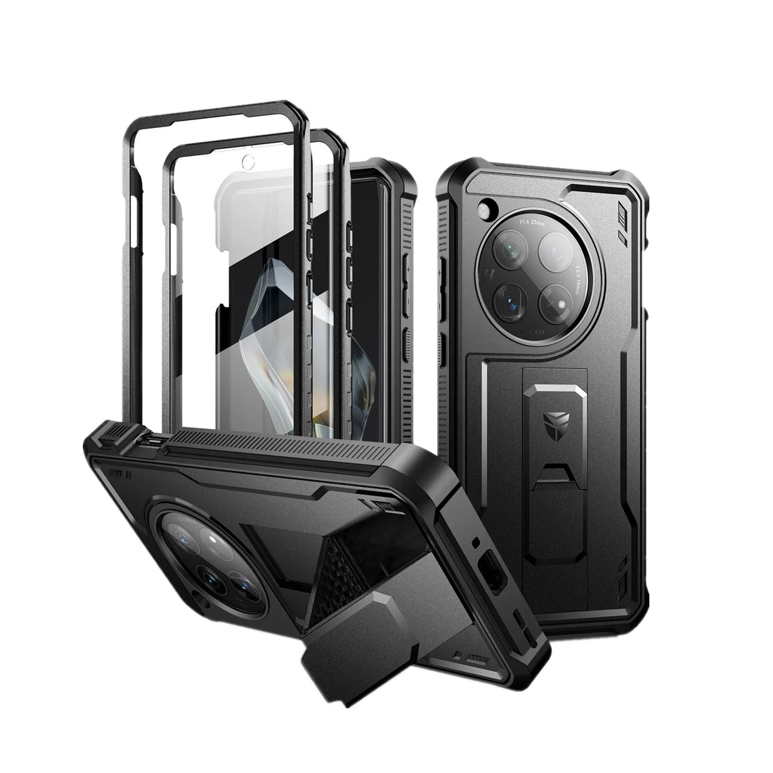 Rugged Full Body Military-Grade Shockproof Armor Case with Integrated Screen Protector and Bracket for OnePlus 12